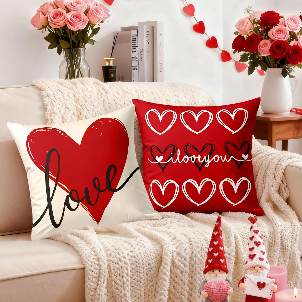 Love Hearts Pillow Cover