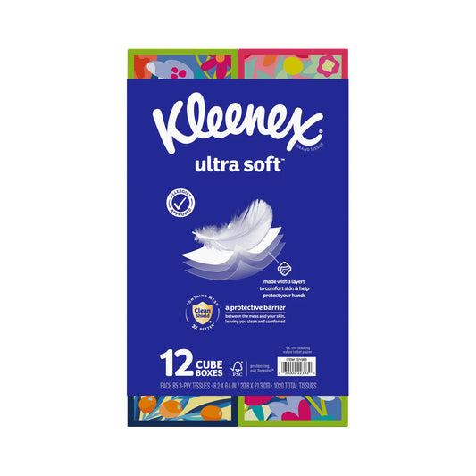 Kleenex Ultra Soft Facial Tissue 3-Ply – 85s 12ct