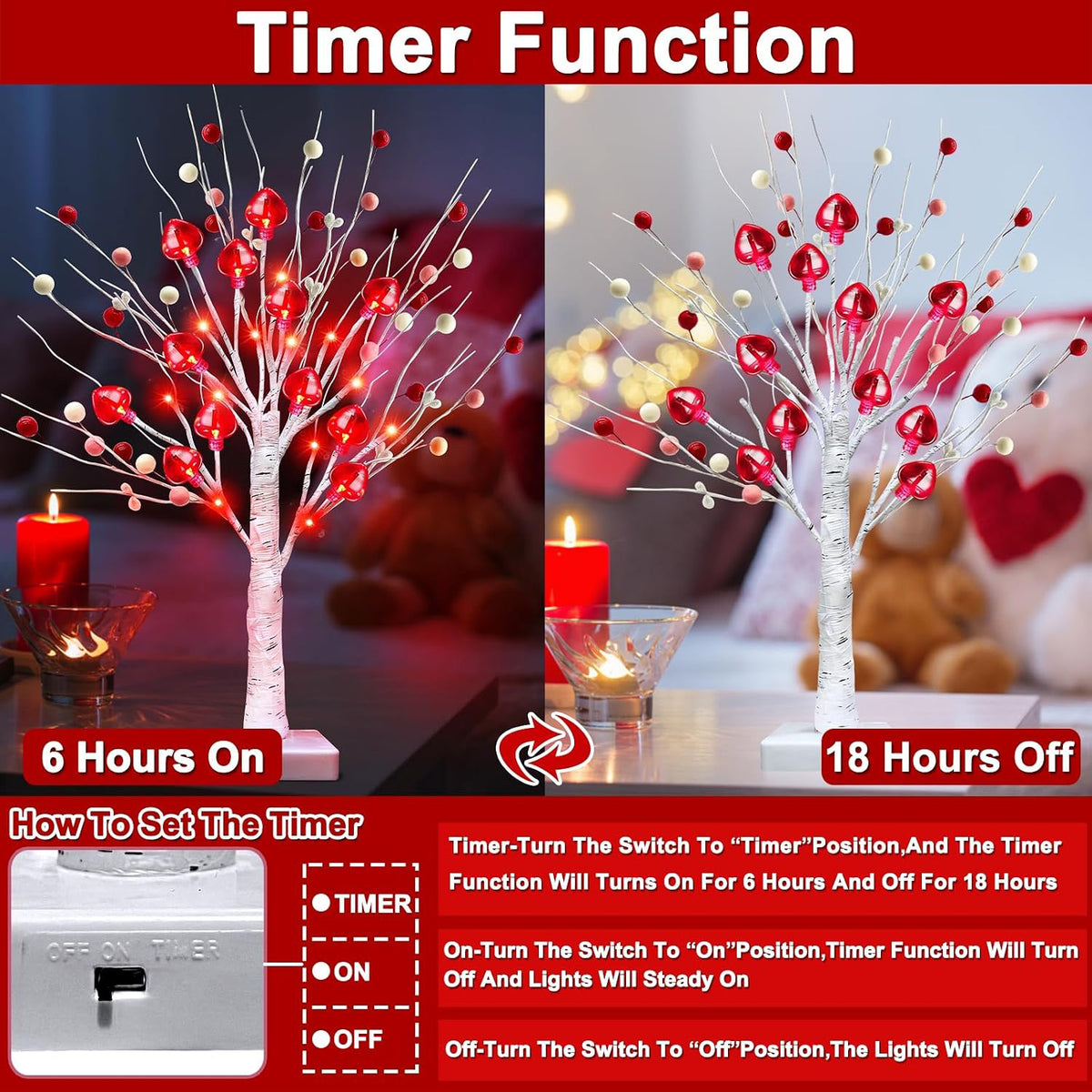 Prelit & Timer - Valentines Day Decorations