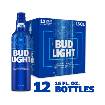 Bud Light American Lager Beer, Aluminum Bottle – 473 mL, 12 ct