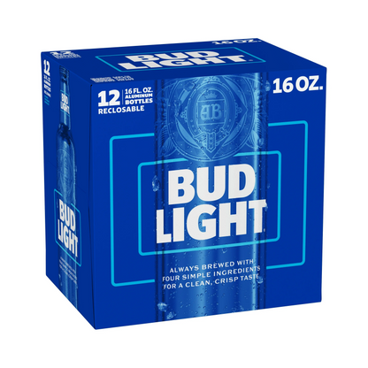 Bud Light American Lager Beer, Aluminum Bottle – 473 mL, 12 ct
