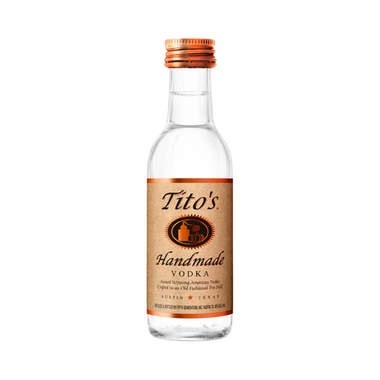 Tito's Handmade 50 mL Vodka bottle on a white background