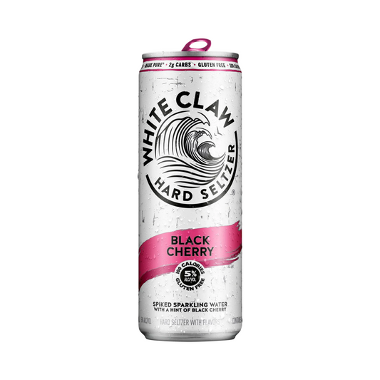 White Claw Hard Seltzer Black Cherry can on a white background