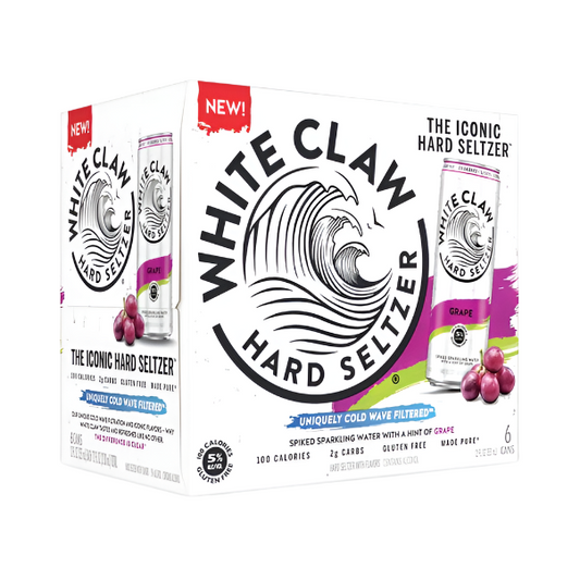 Box of White Claw Hard Seltzer Grape flavor on a white background