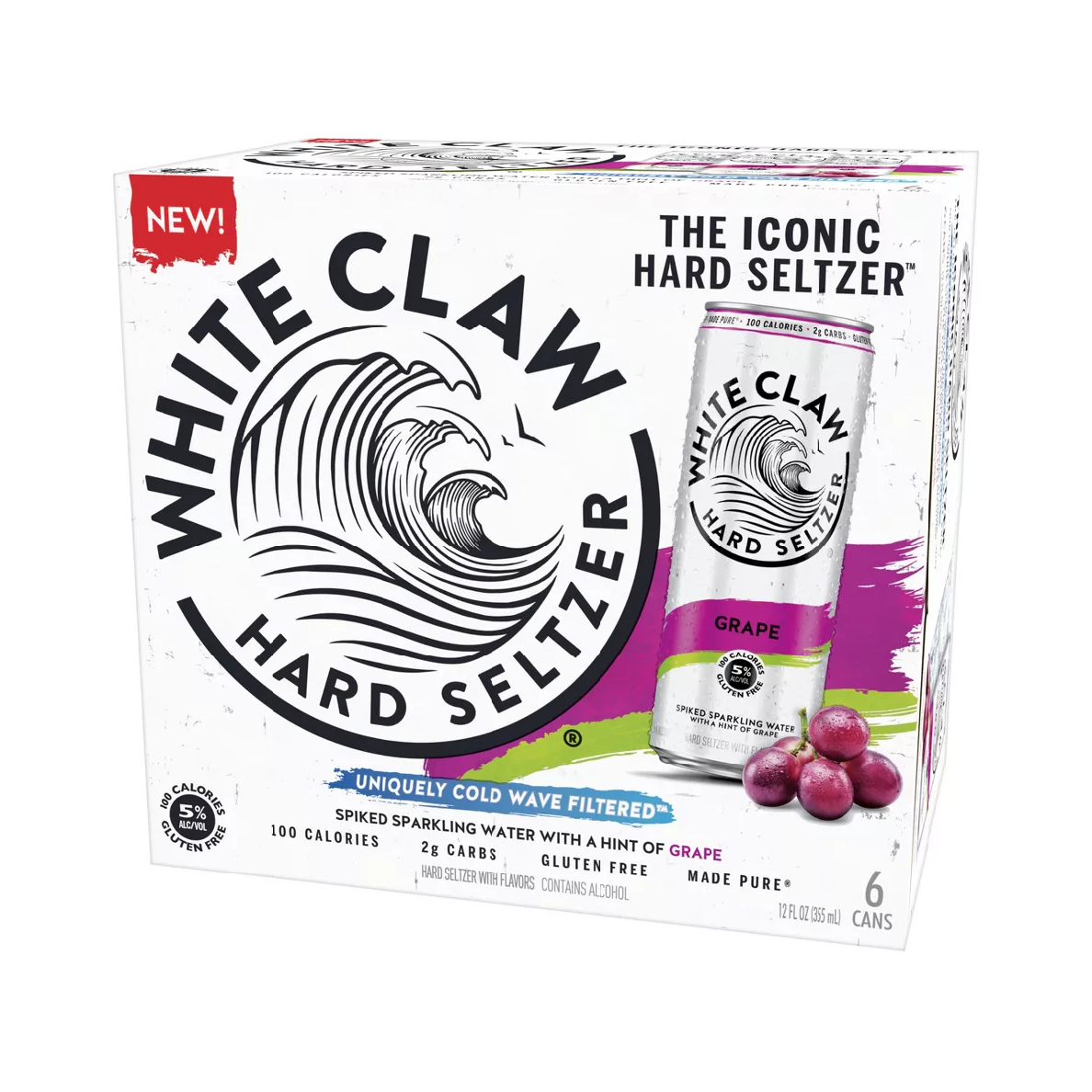White Claw Hard Seltzer Grape – 355 mL, 6 ct