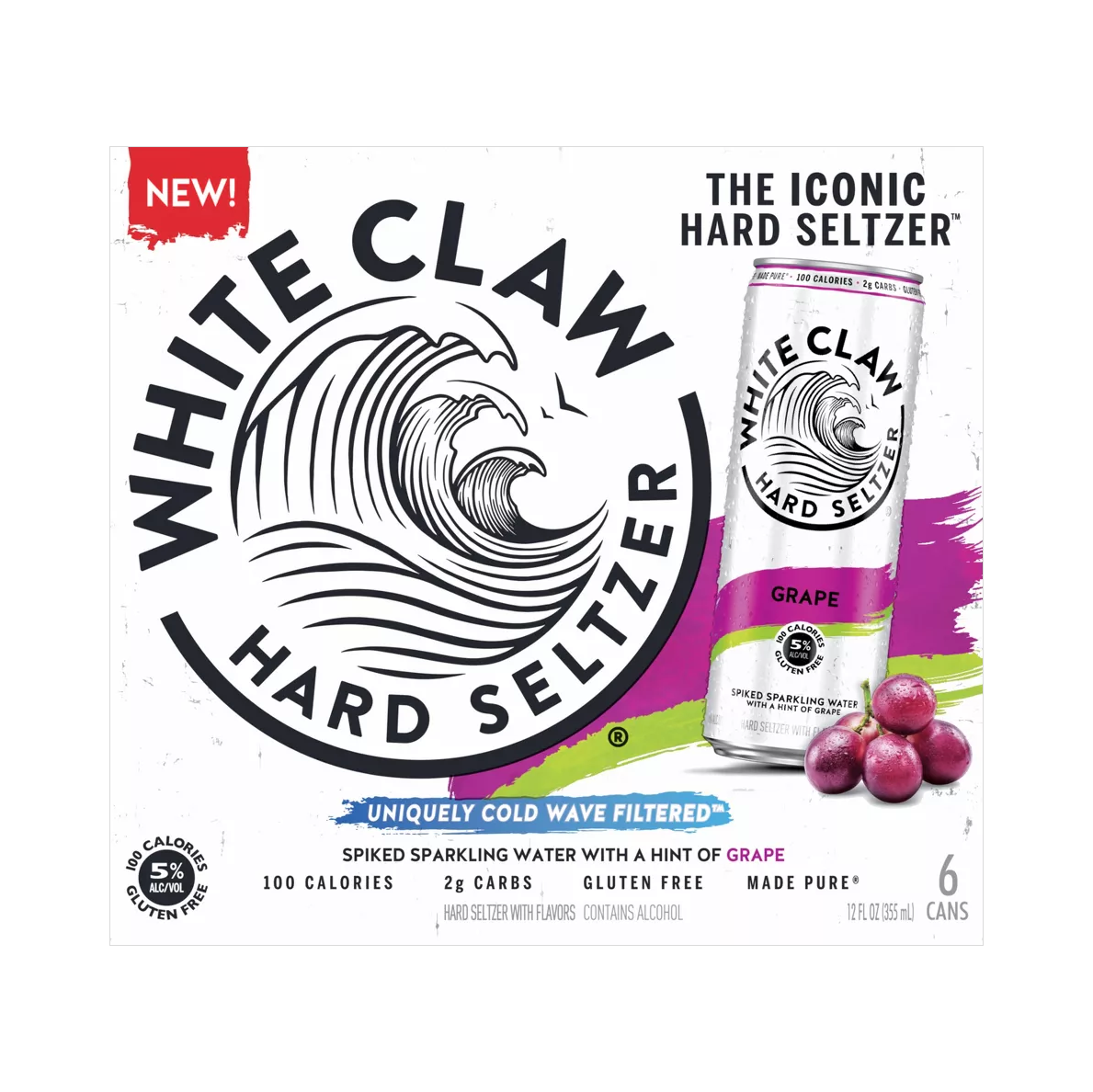 White Claw Hard Seltzer Grape – 355 mL, 6 ct
