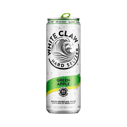 White Claw Hard Seltzer Green Apple can on a white background