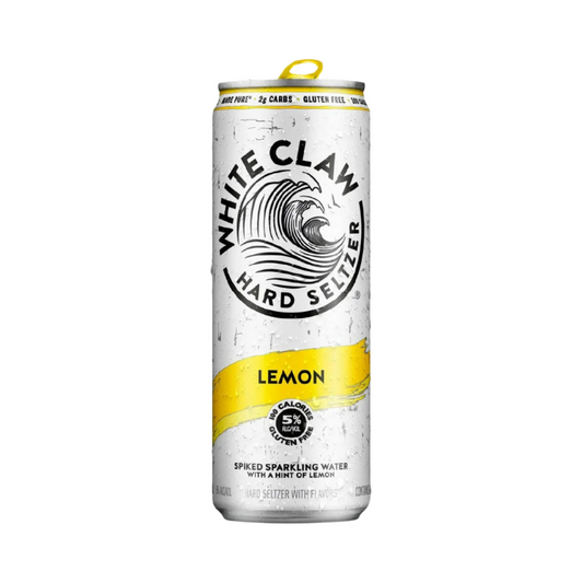 White Claw Hard Seltzer Lemon can on a white background