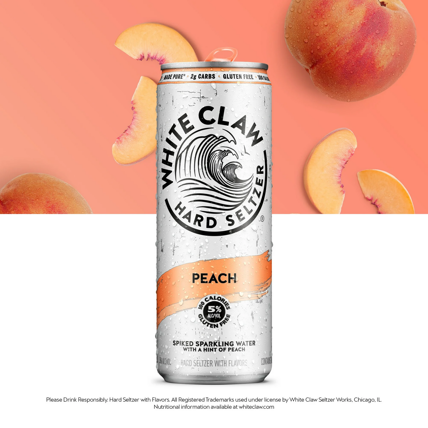 White Claw Hard Seltzer Peach – 355 mL