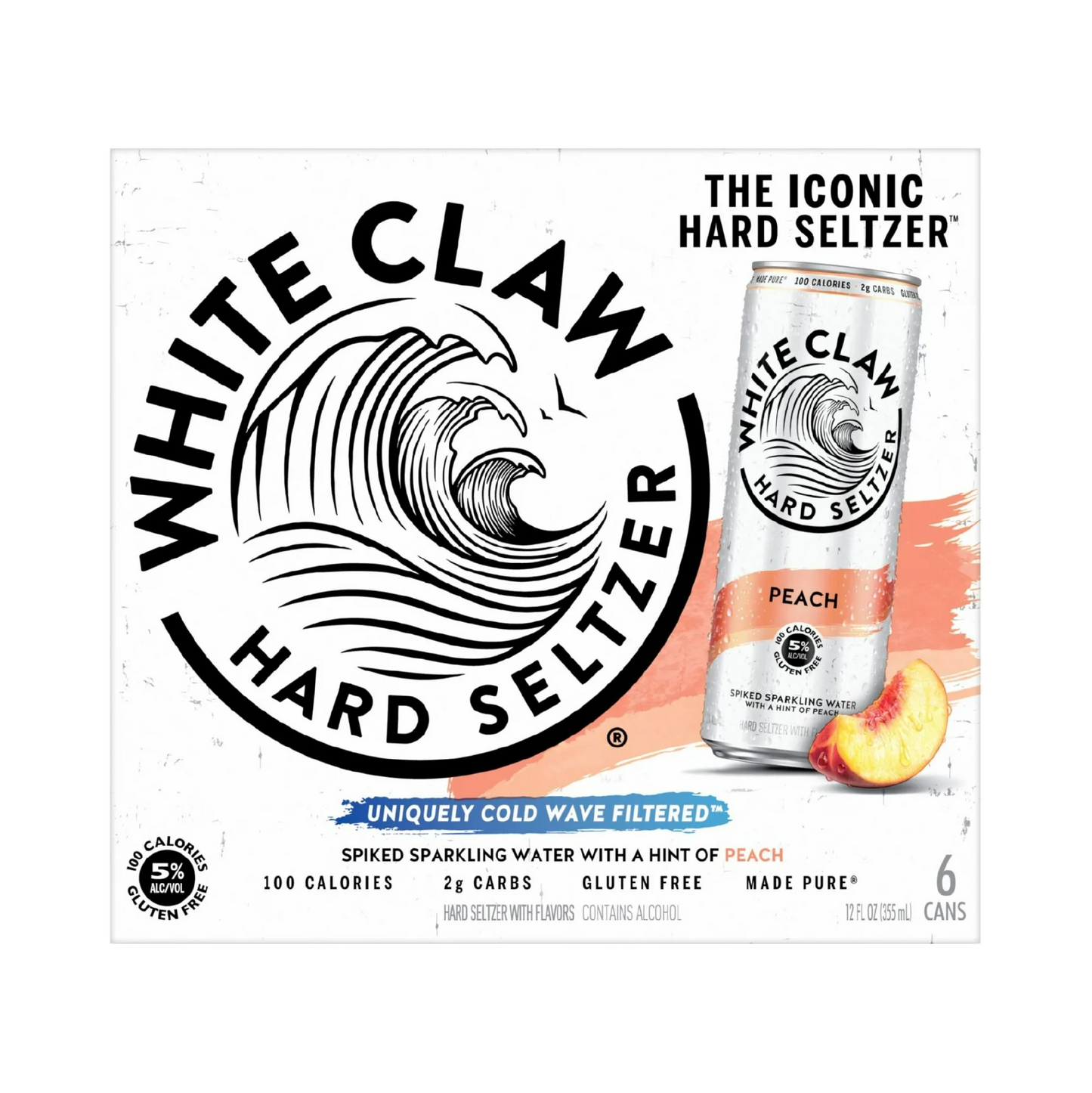White Claw Hard Seltzer Peach – 355 mL, 6 ct