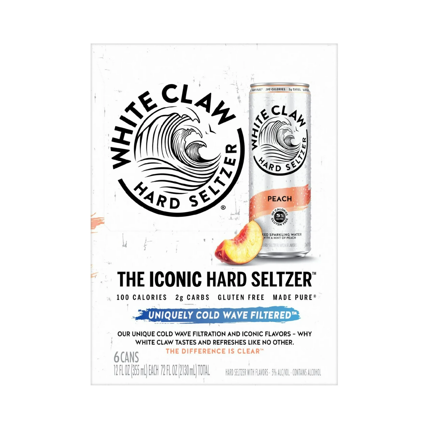 White Claw Hard Seltzer Peach – 355 mL, 6 ct