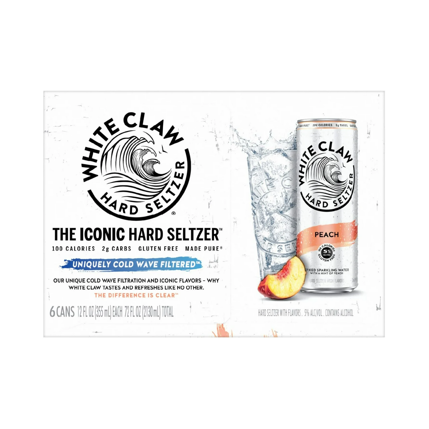 White Claw Hard Seltzer Peach – 355 mL, 6 ct