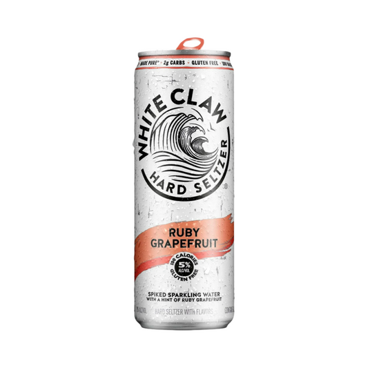 White Claw Hard Seltzer Ruby Grapefruit can on a white background