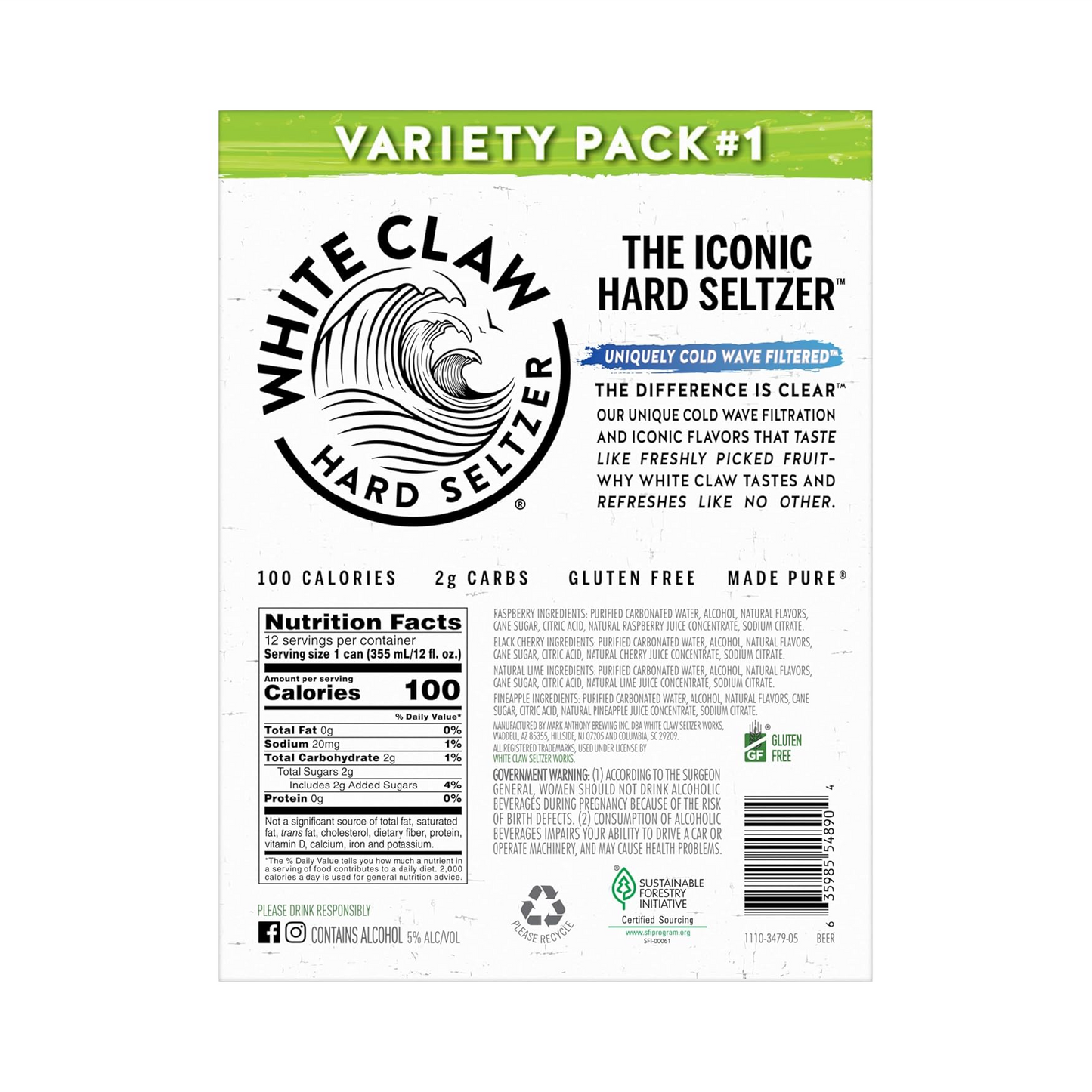 White Claw Hard Seltzer Variety Pack #1 – 355 mL, 12 ct