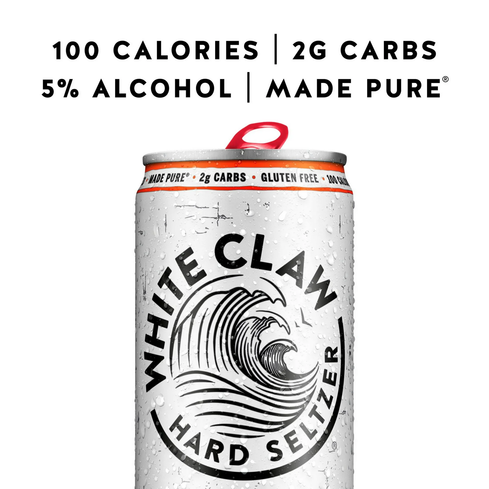 White Claw hard seltzer can with nutritional information on a white background