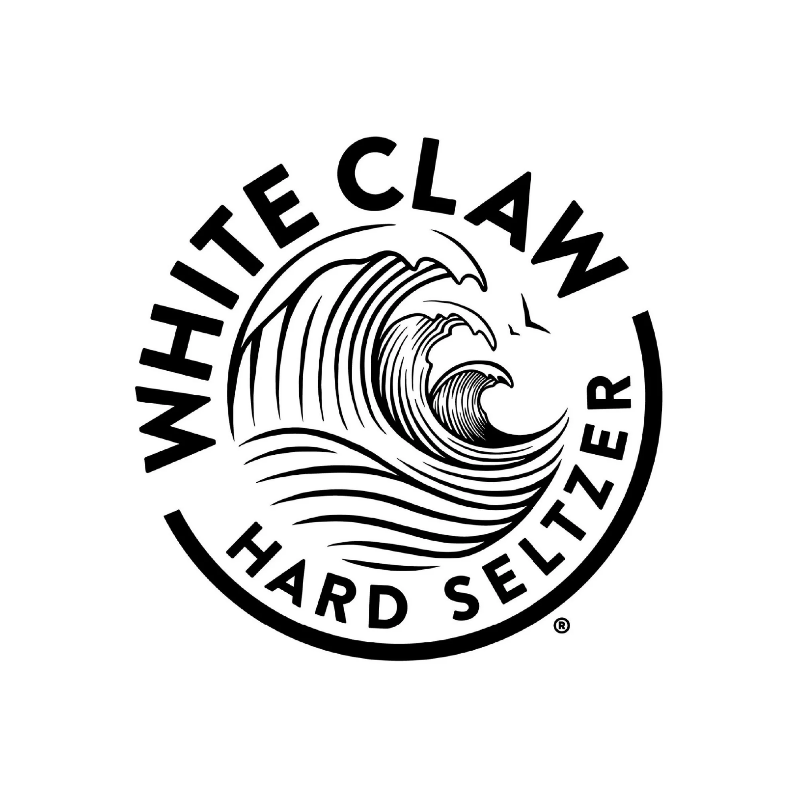 White Claw Hard Seltzer logo with wave design on a white background