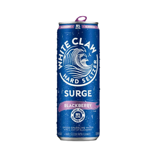 White Claw Hard Seltzer Surge Blackberry can on a white background