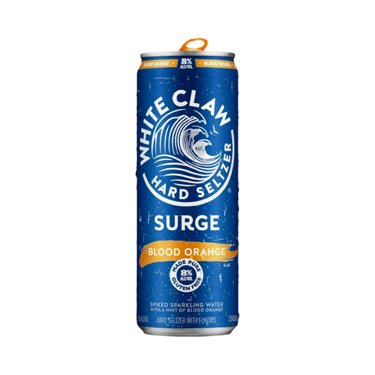 White Claw Hard Seltzer Surge Blood Orange can on a white background