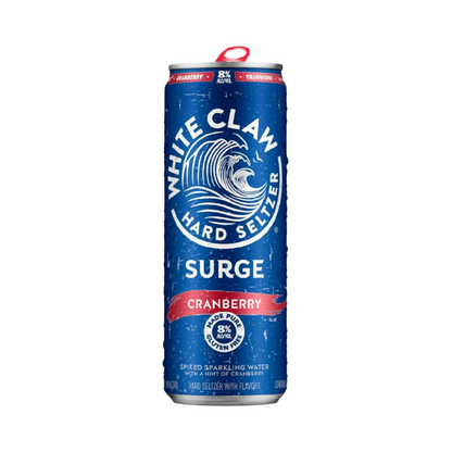 White Claw Hard Seltzer Surge Cranberry can on a white background