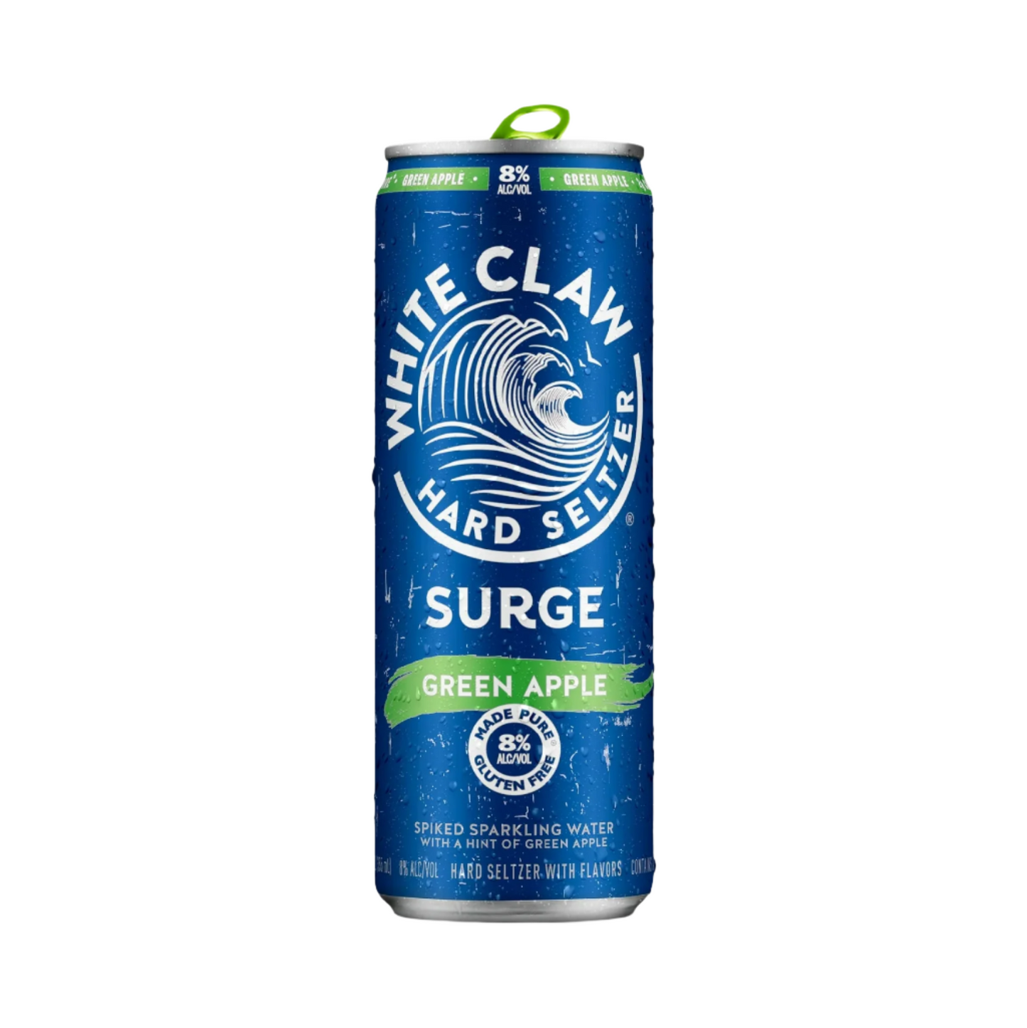 White Claw Hard Seltzer Surge Green Apple can on a white background