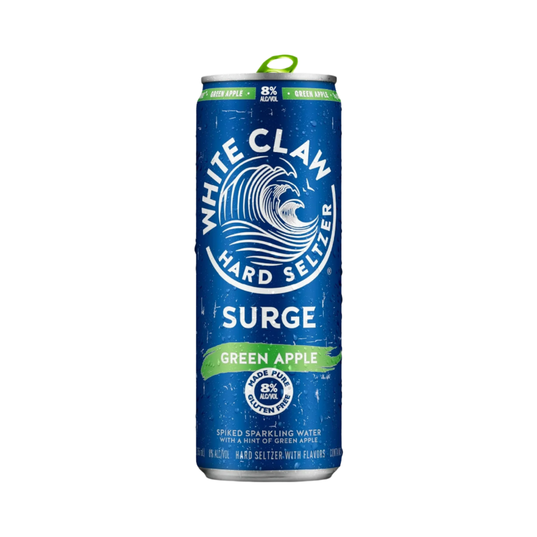 White Claw Hard Seltzer Surge Green Apple can on a white background