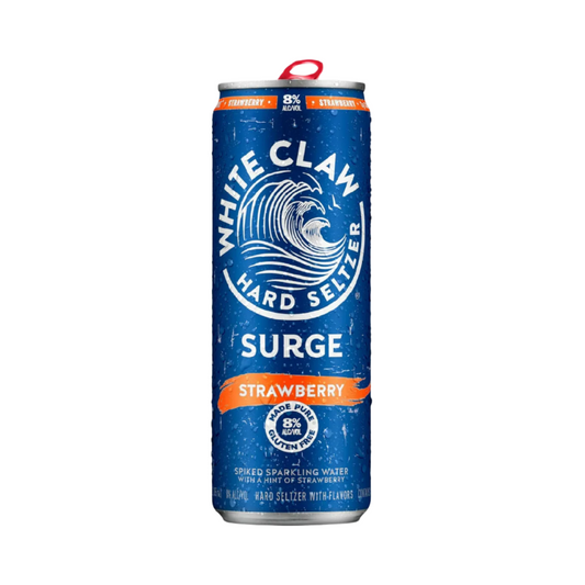 White Claw Hard Seltzer Surge Strawberry can on a white background