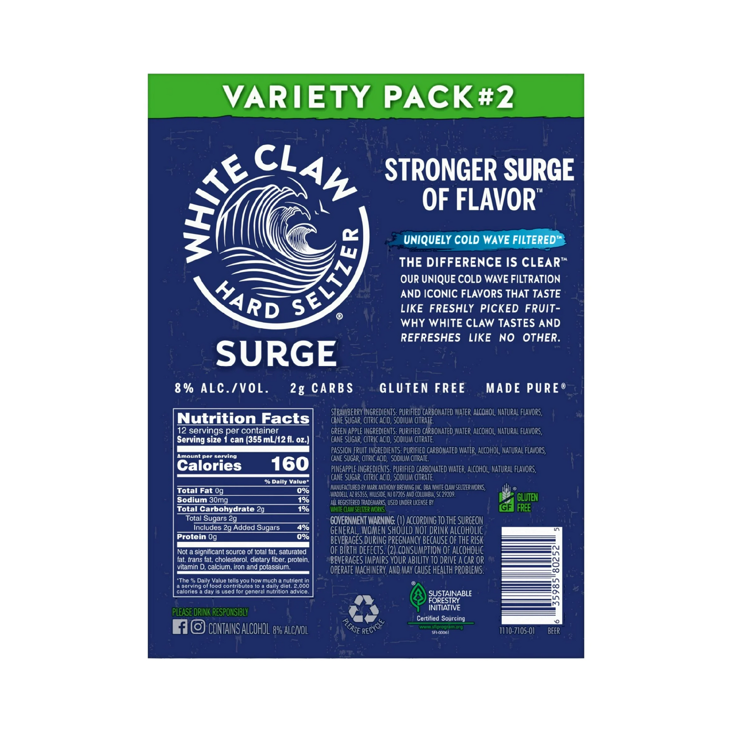 White Claw Surge Hard Seltzer Variety Pack #2 – 355 mL, 12 ct