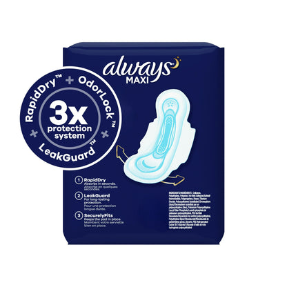 Always Maxi Overnight With Wings – 20 pads – Size 5