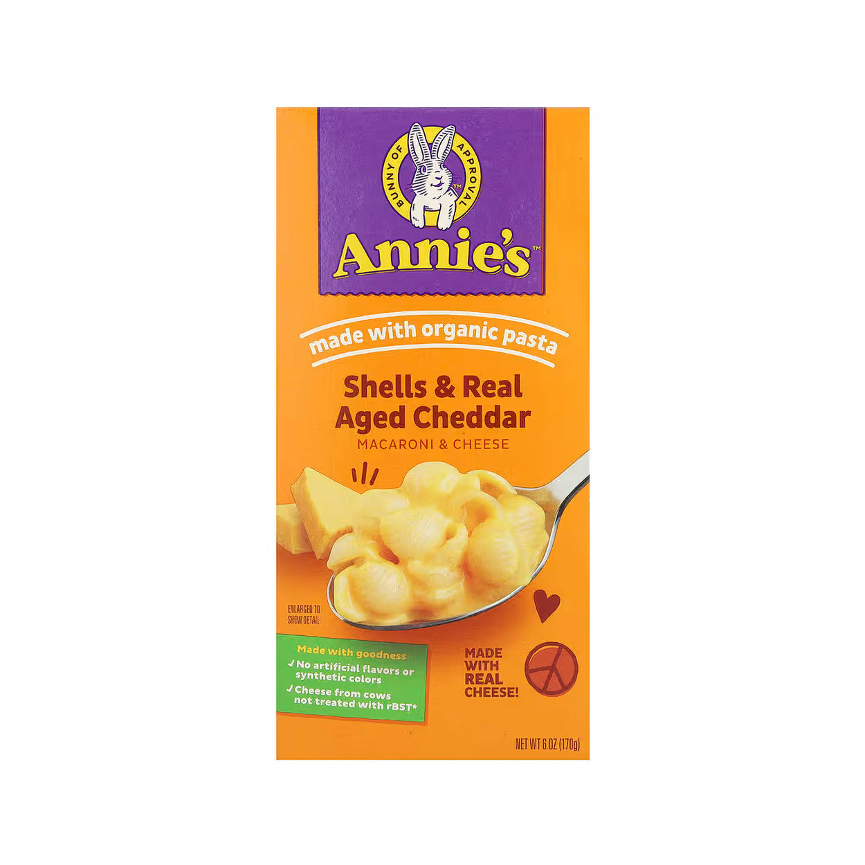 Annie's Organic Shells & Real Aged Cheddar – 170 g 6 oz