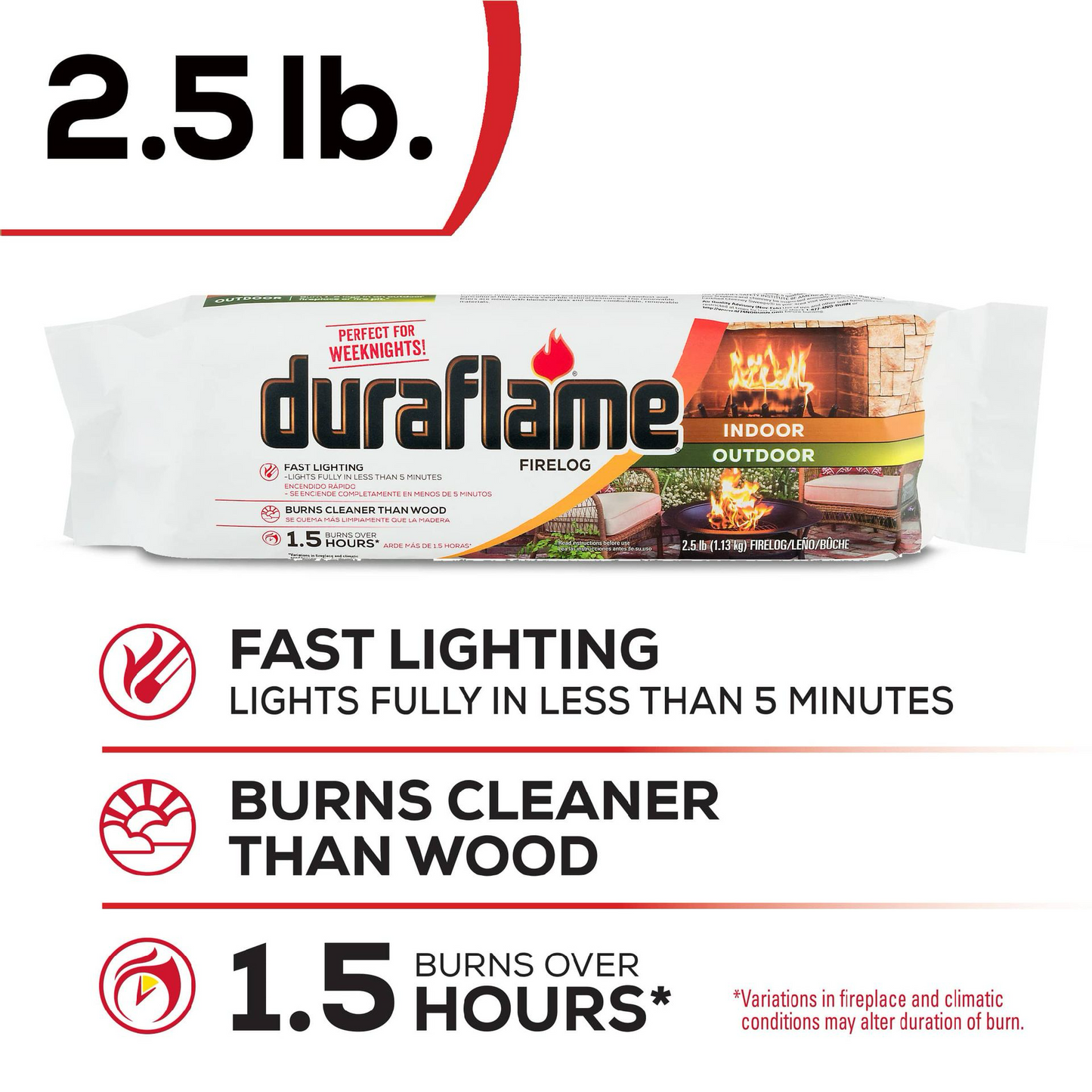 Duraflame Firelog Indoor/Outdoor - 2.5 lb