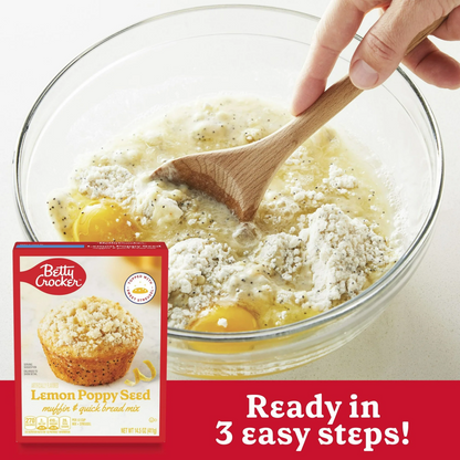 Betty Crocker Lemon Poppy Seed Muffin & Quick Bread Mix – 411 g