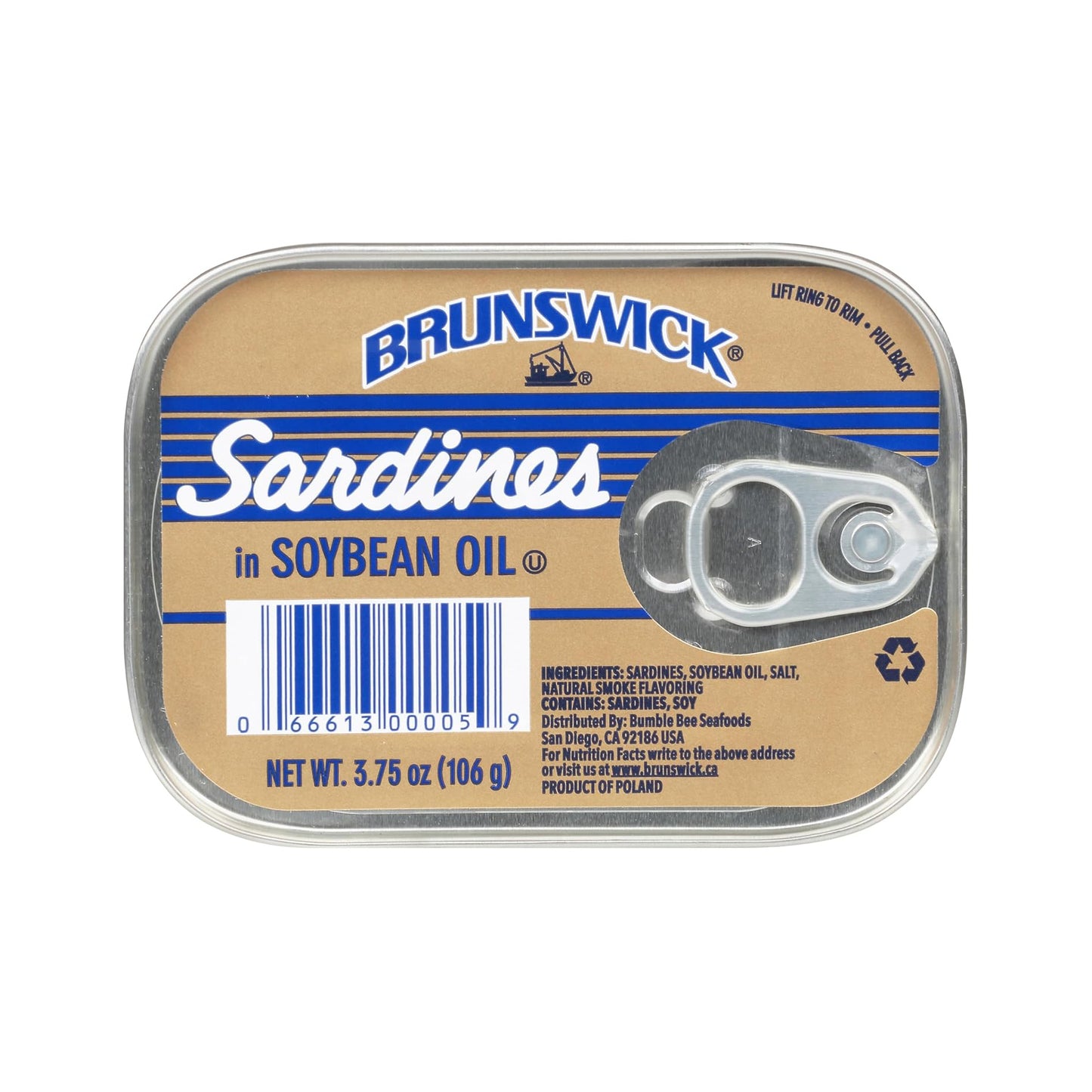 Brunswick Wild Caught Sardines in Soybean Oil – 106 g