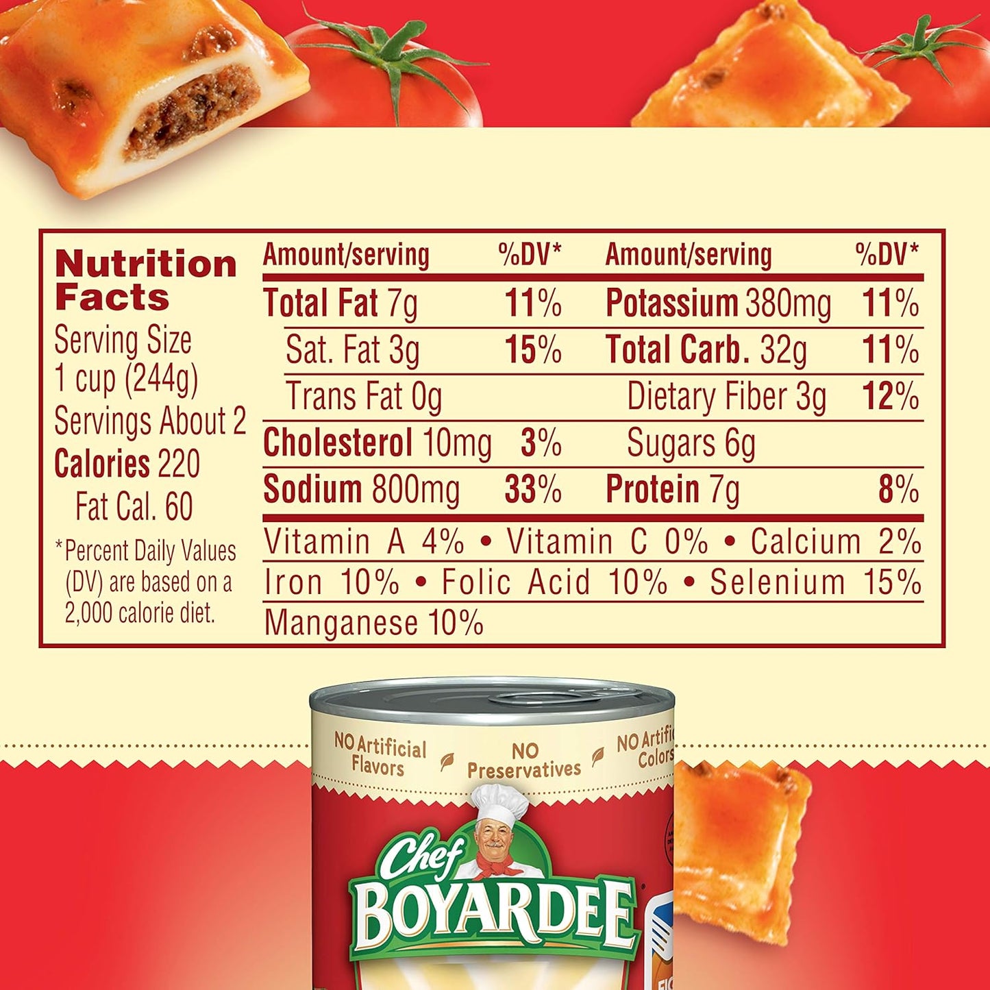 Chef Boyardee Mini Beef Ravioli in Tomato & Meat Sauce – 425 g