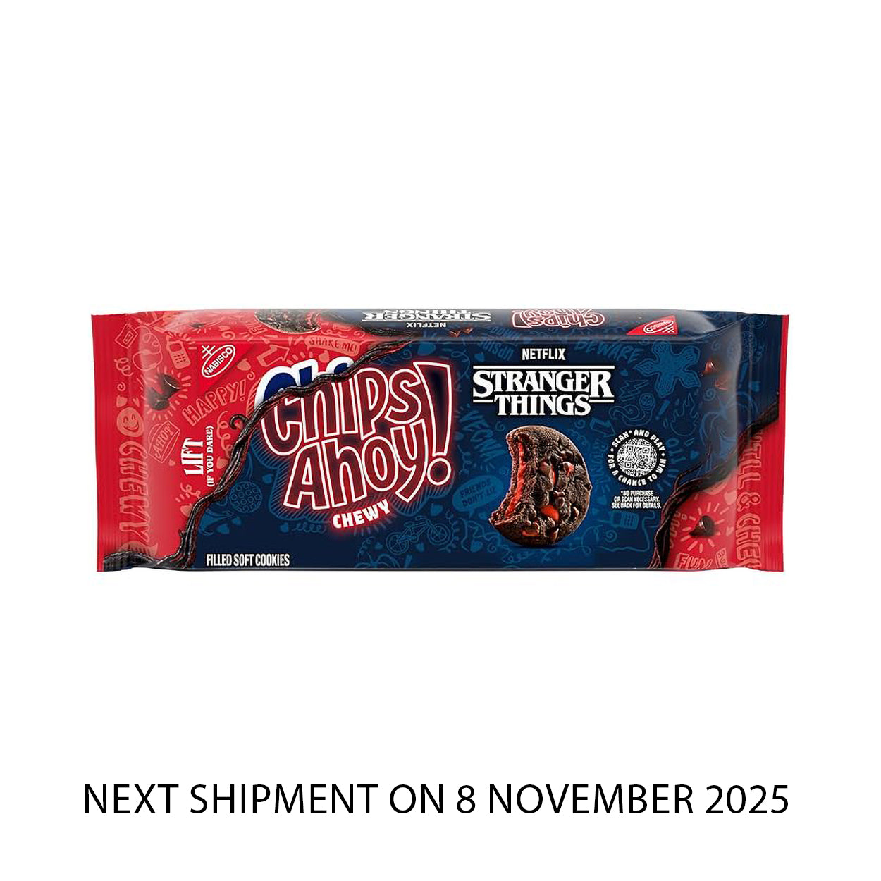 Nabisco Chips Ahoy Stranger Things Chewy Chocolatey Strawberry Flavored Filled Soft Cookies – 281 g