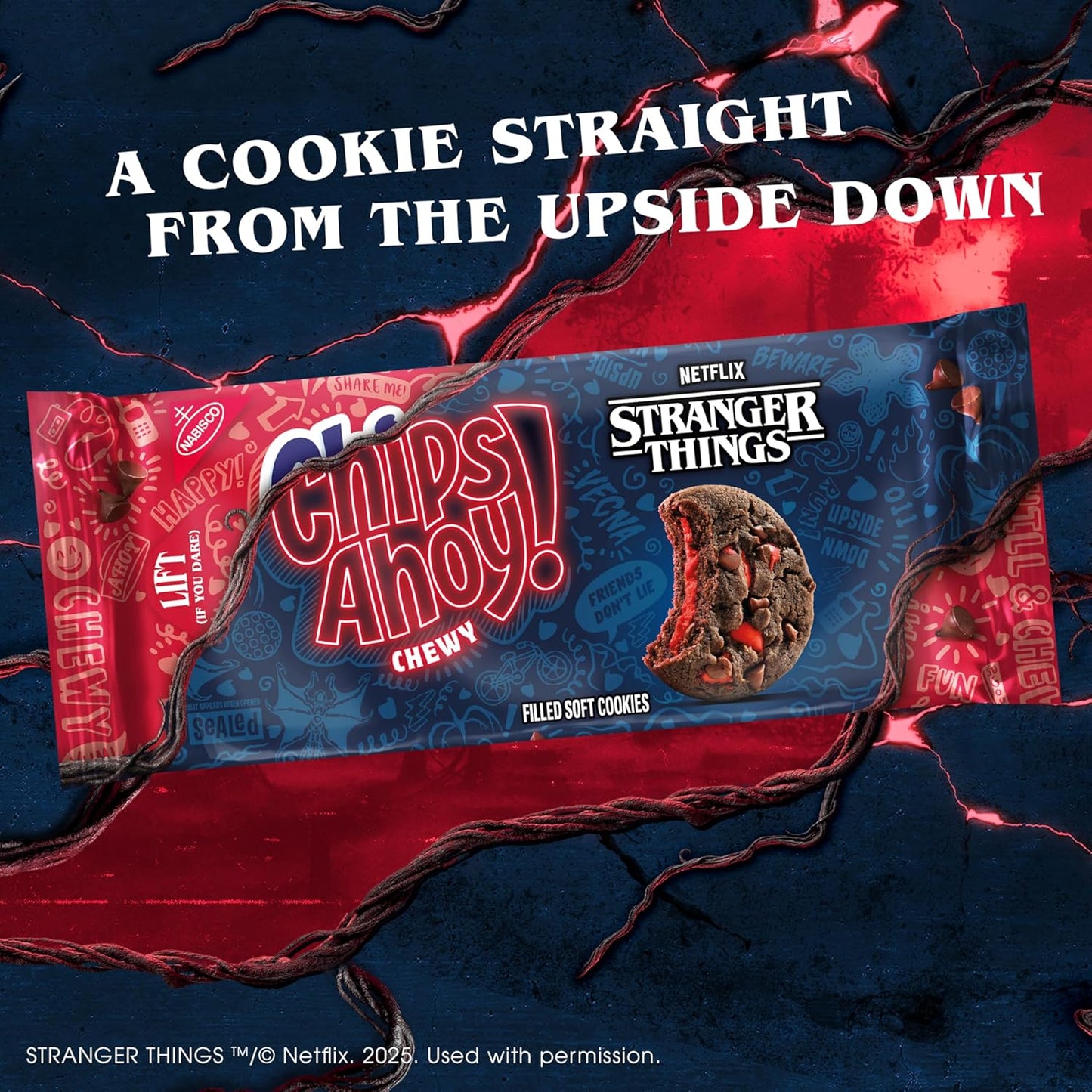 Nabisco Chips Ahoy Stranger Things Chewy Chocolatey Strawberry Flavored Filled Soft Cookies – 281 g