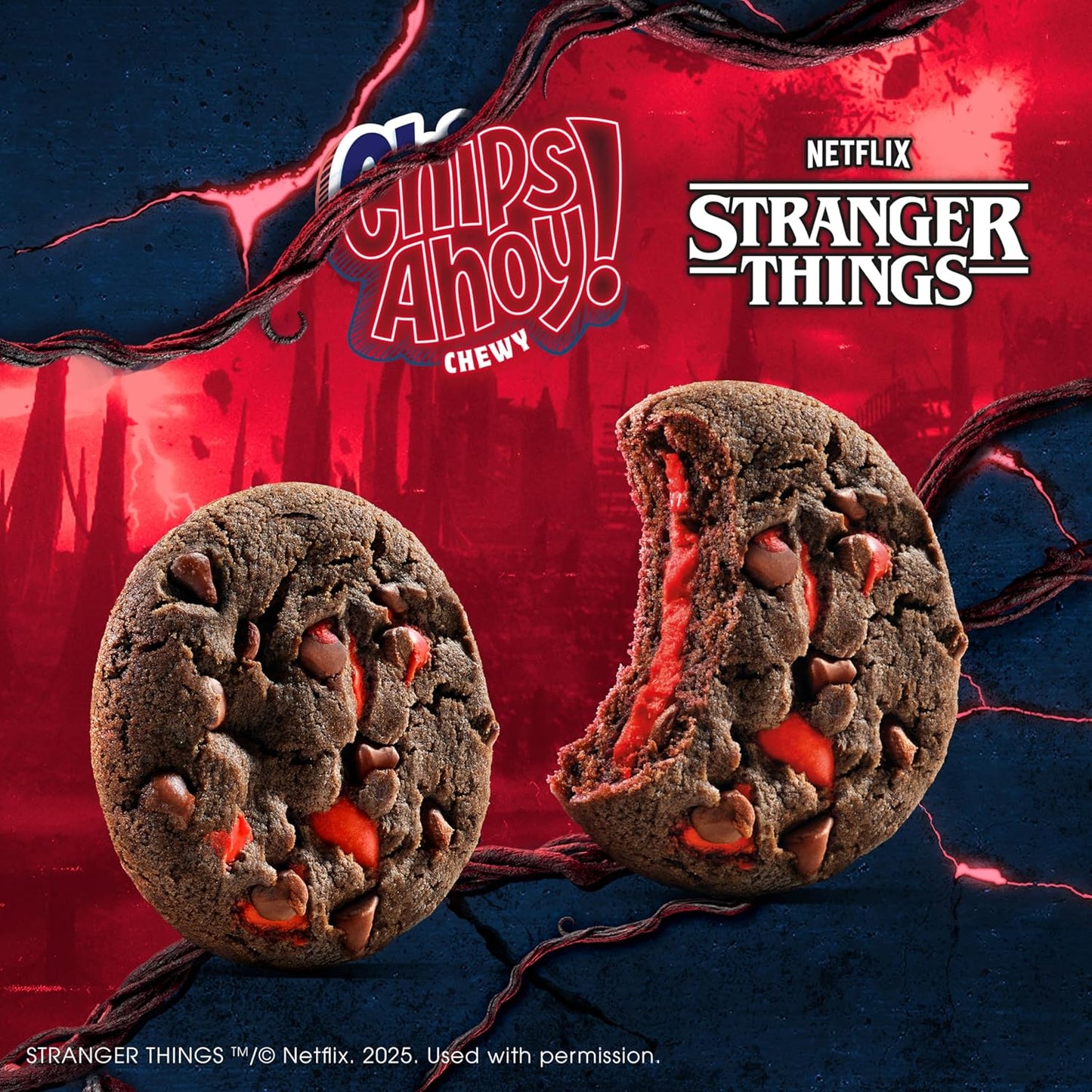 Nabisco Chips Ahoy Stranger Things Chewy Chocolatey Strawberry Flavored Filled Soft Cookies – 281 g