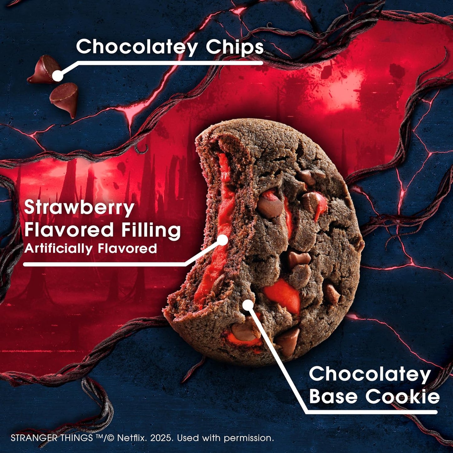 Nabisco Chips Ahoy Stranger Things Chewy Chocolatey Strawberry Flavored Filled Soft Cookies – 281 g