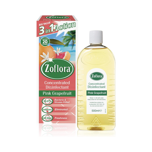 Zoflora Concentrated Disinfectant 3-in-1 Action, Pink Grapefruit Scent – 500 mL