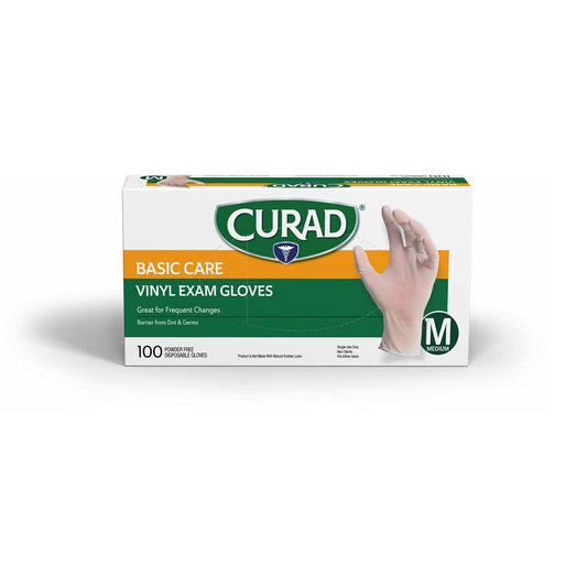 Curad Powder-Free Vinyl Gloves Size M – 100 pc