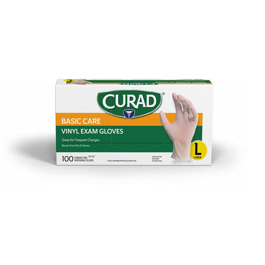 Curad Powder-Free Vinyl Gloves Size L – 100 pc