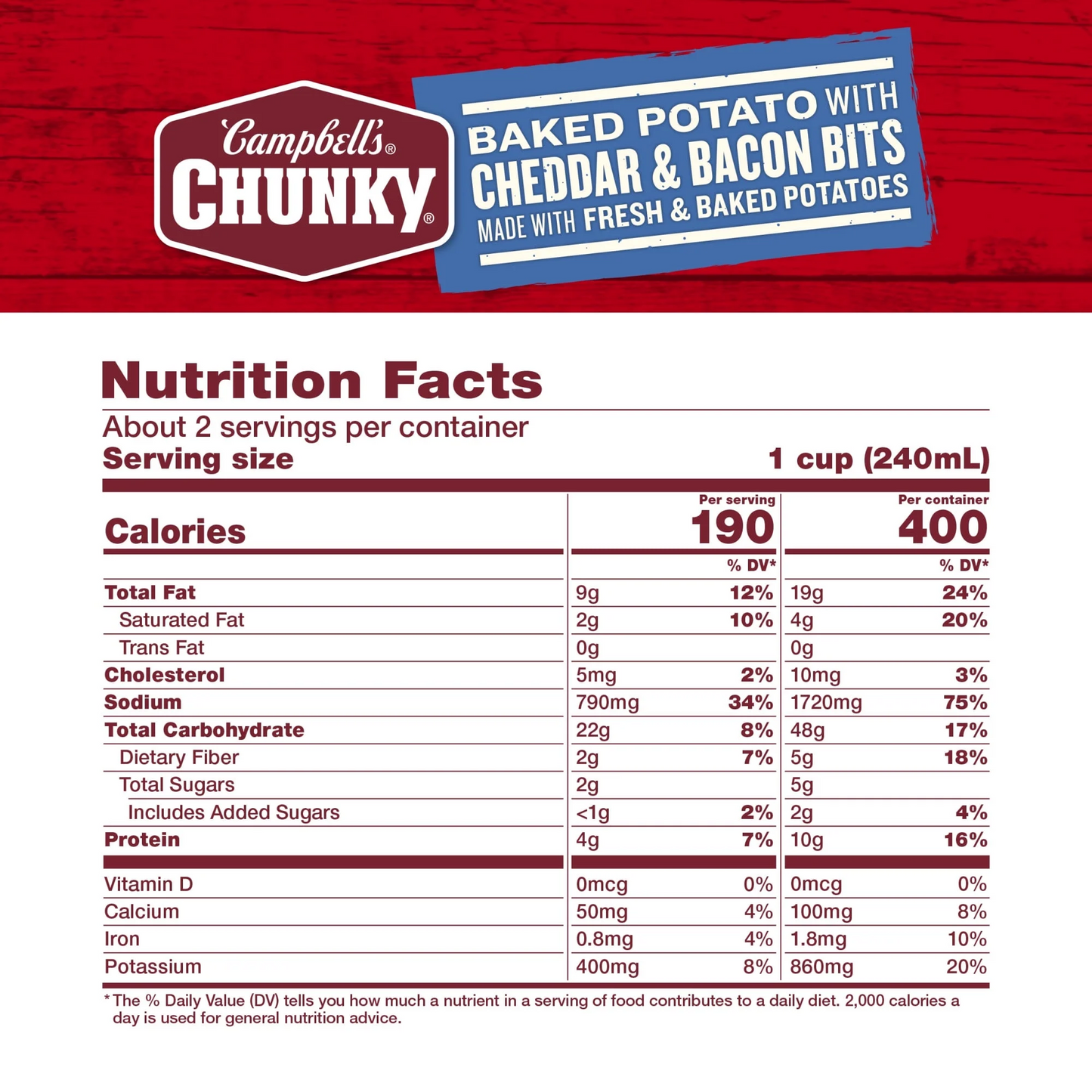 Campbell’s Chunky Soup, Baked Potato with Cheddar and Bacon Bits Soup – 533 g