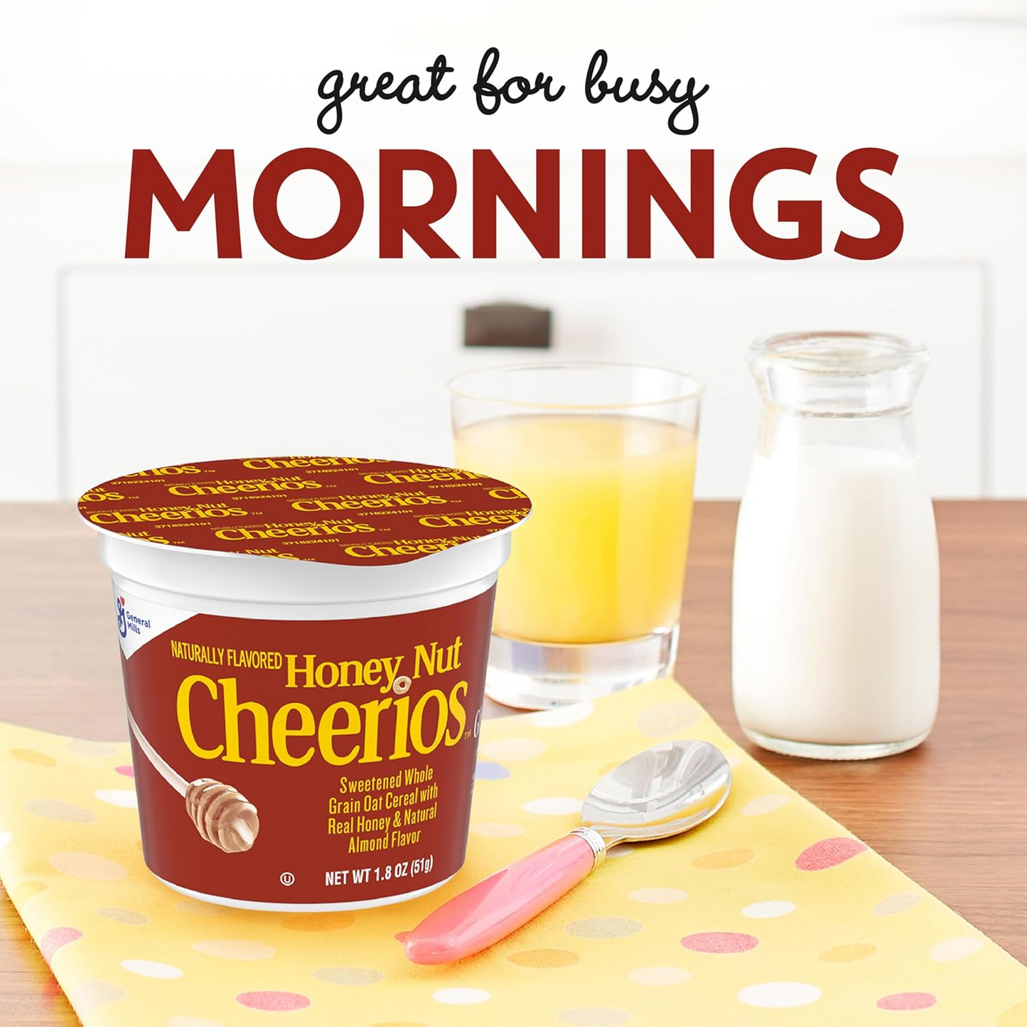 General Mills Honey Nut Cheerios Breakfast Cereal Cup – 51 g