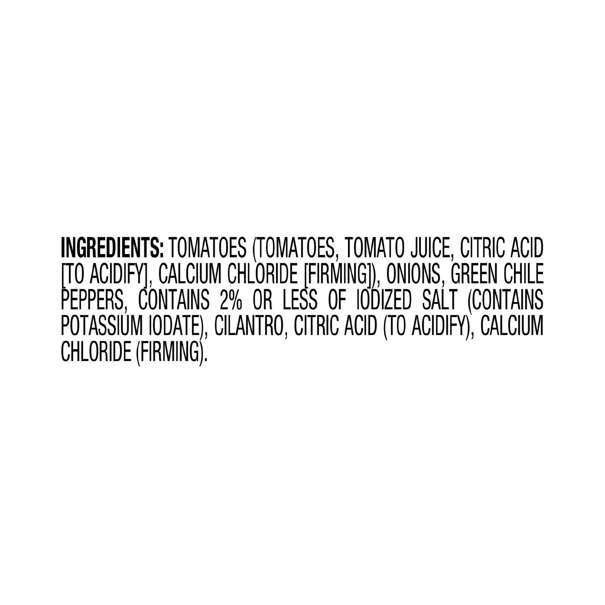 List of ingredients on a white background