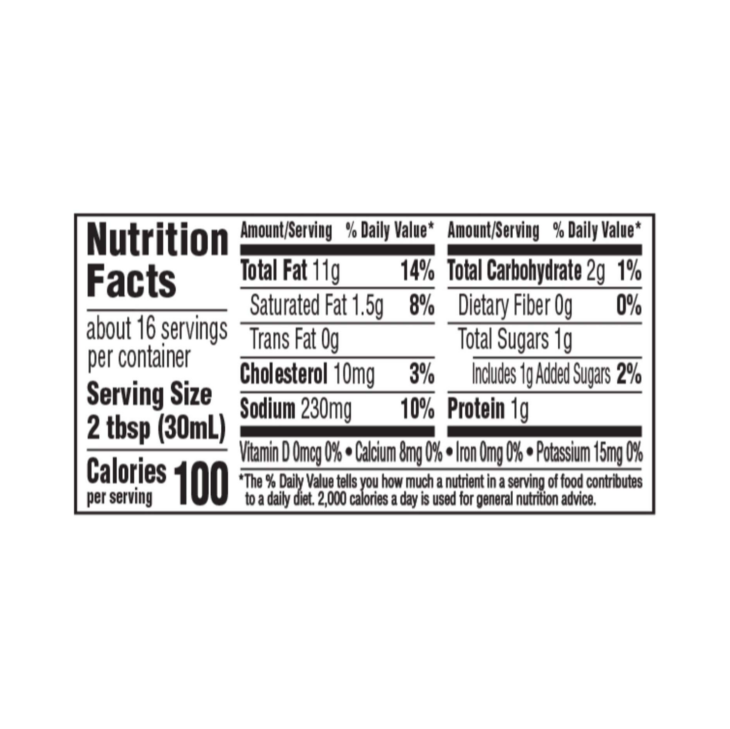 Nutrition facts label for a product with serving size, calories, and nutritional content.