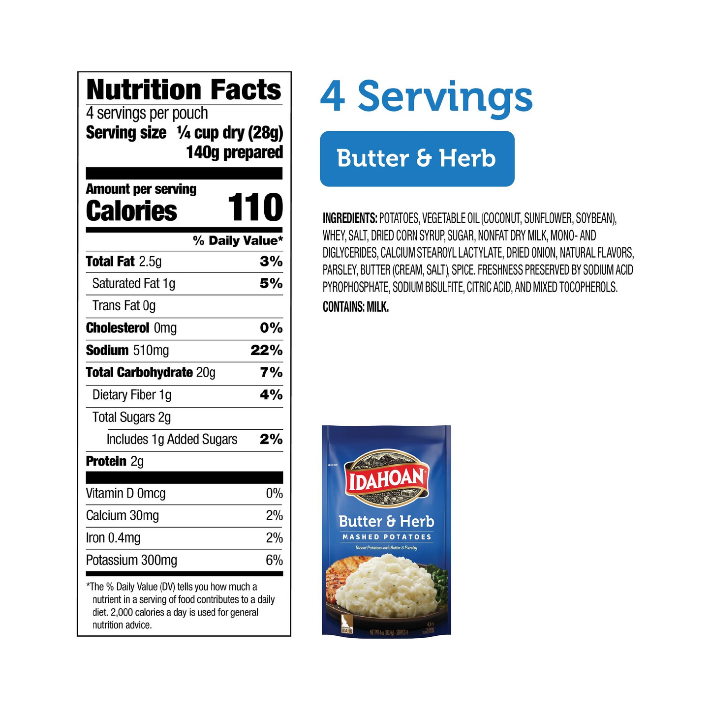 Idahoan Butter & Herb Mashed Potatoes – 113.4 g