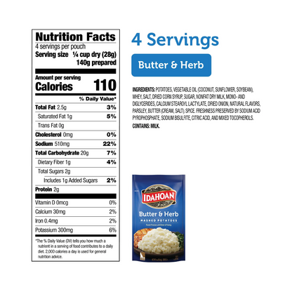 Idahoan Butter & Herb Mashed Potatoes – 113.4 g