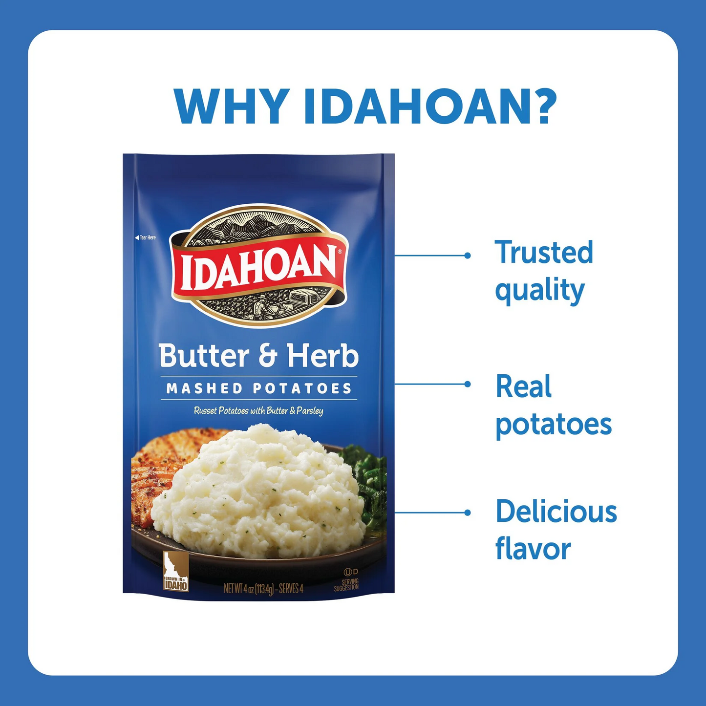 Idahoan Butter & Herb Mashed Potatoes – 113.4 g