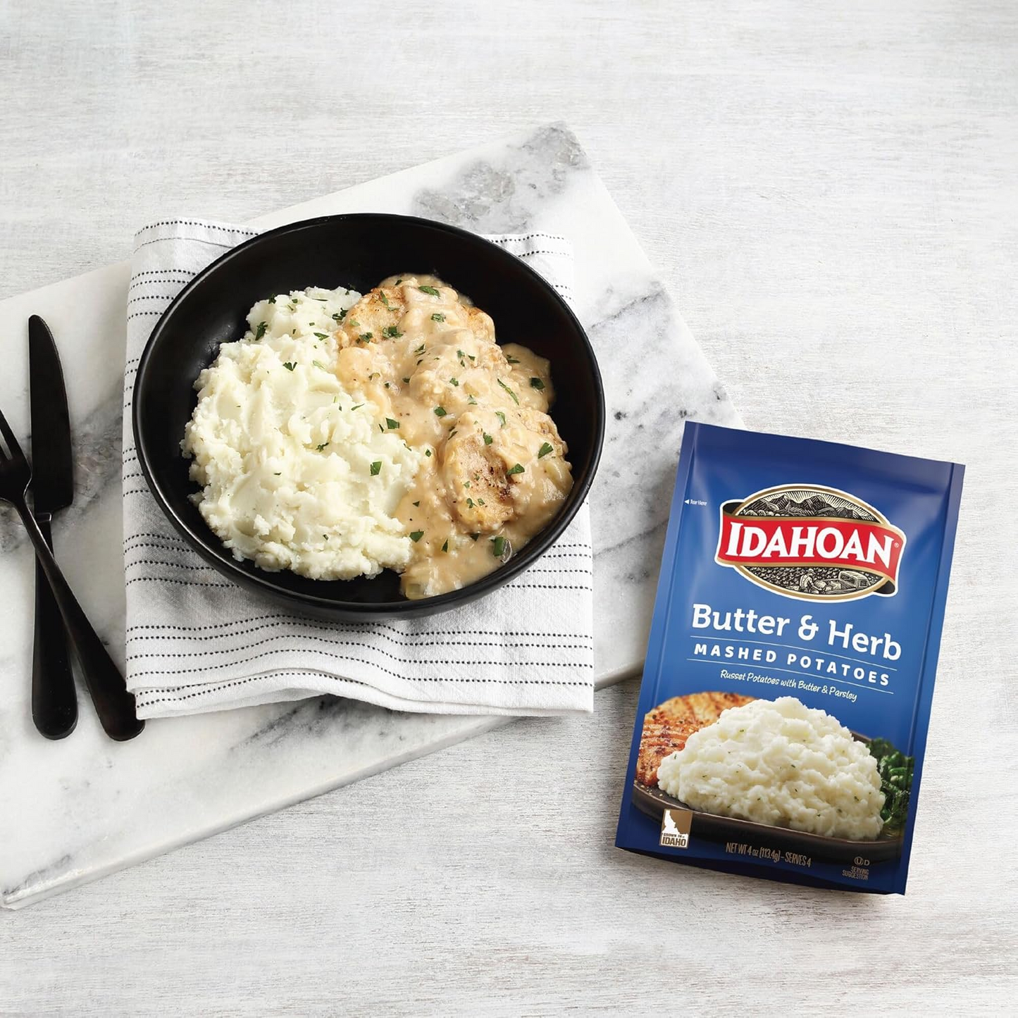 Idahoan Butter & Herb Mashed Potatoes – 113.4 g