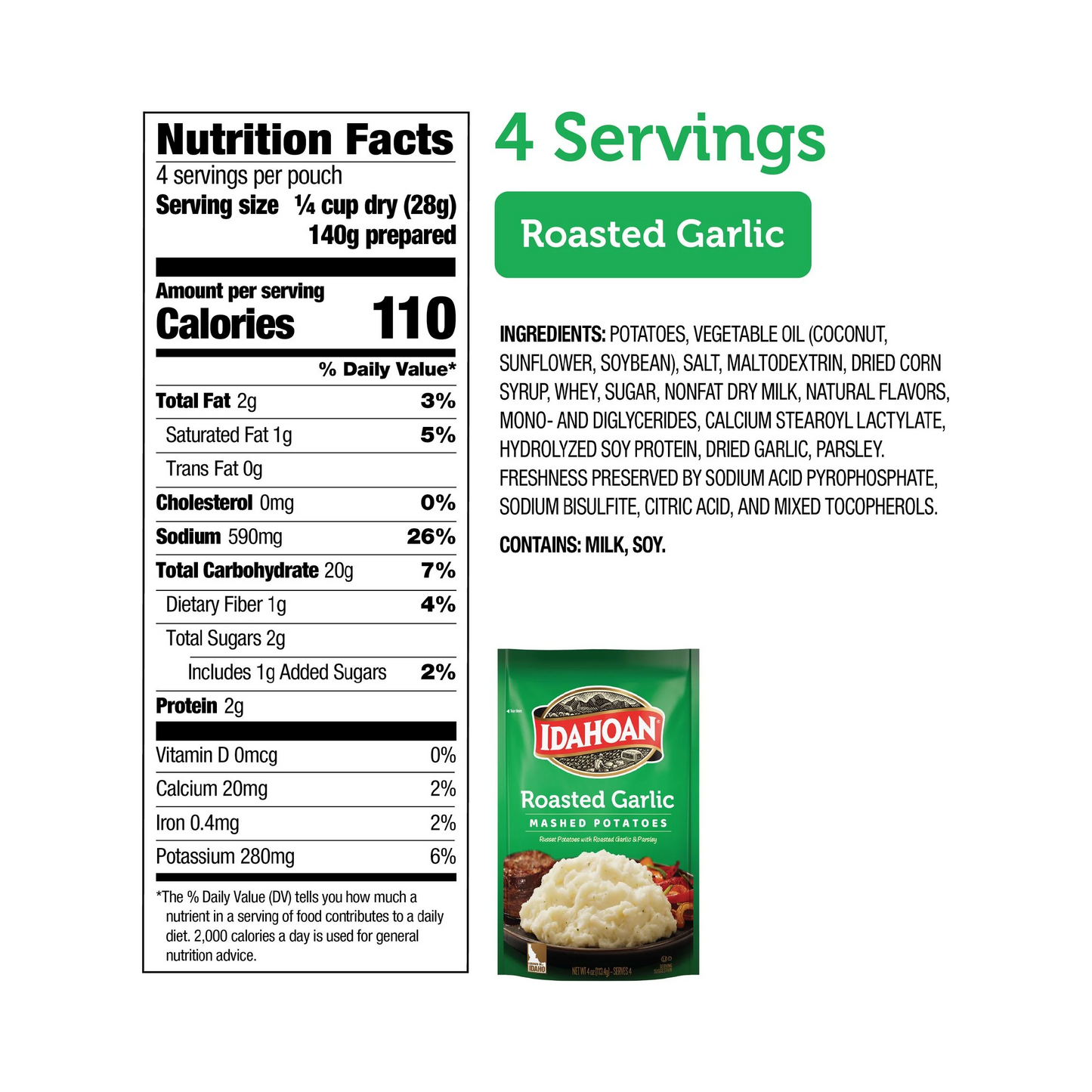 Idahoan Roasted Garlic Mashed Potatoes – 113.4 g