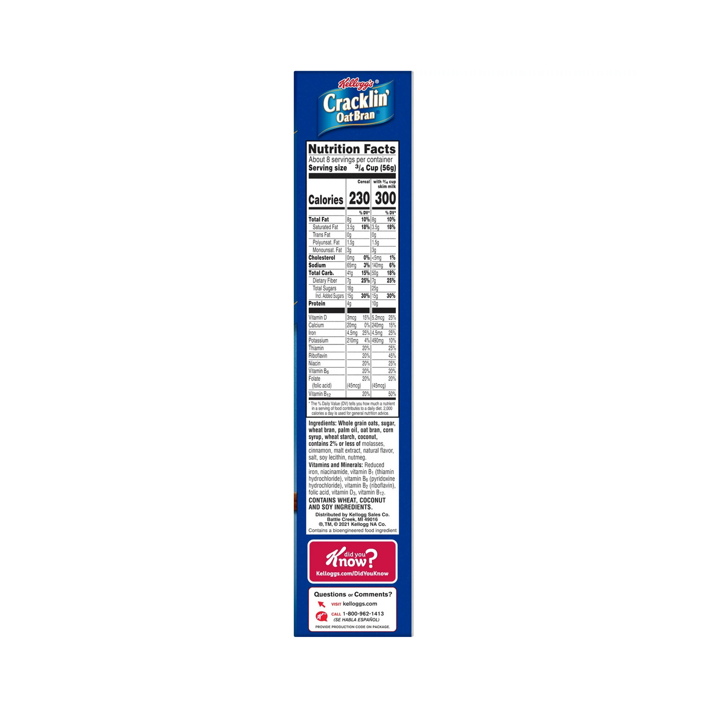 Kellogg's Cracklin' Oat Bran Breakfast Cereal – 467 g